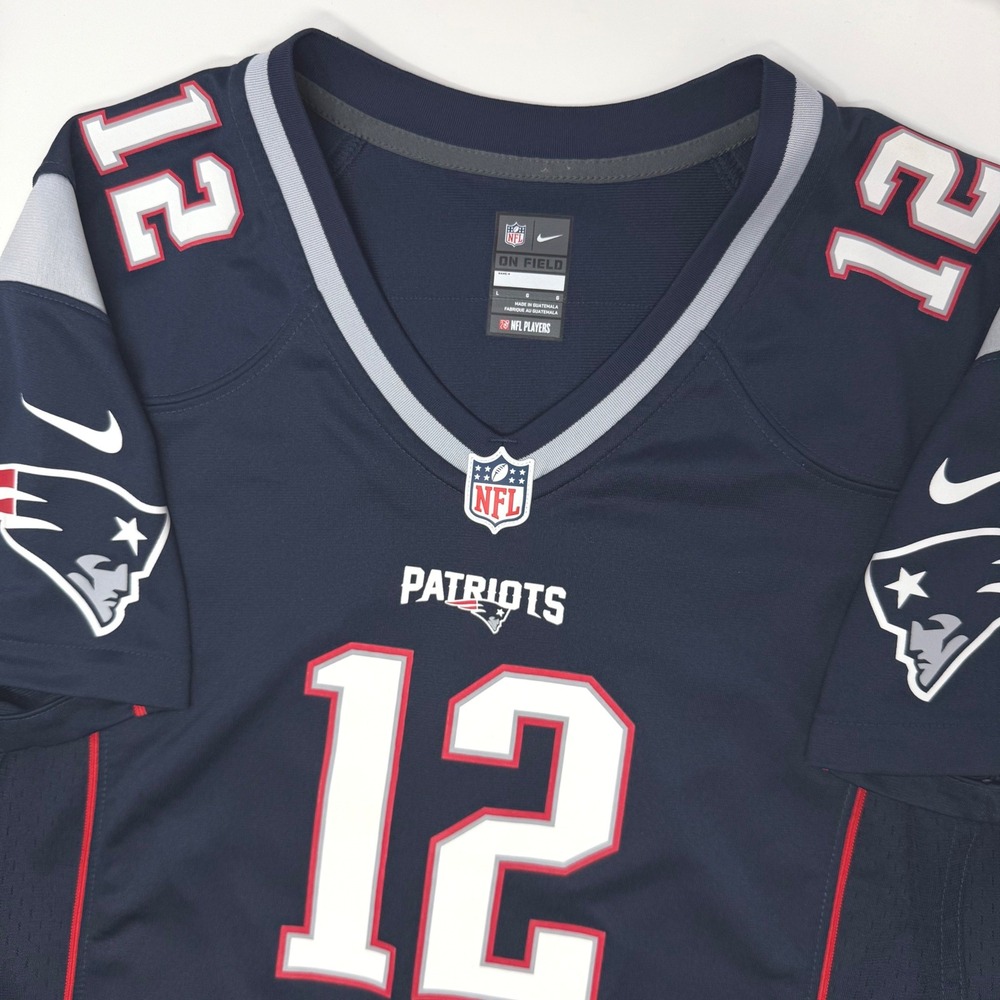 Nike New England Patriots Tom Brady 12 On Field Jersey Navy Blue Womens Large